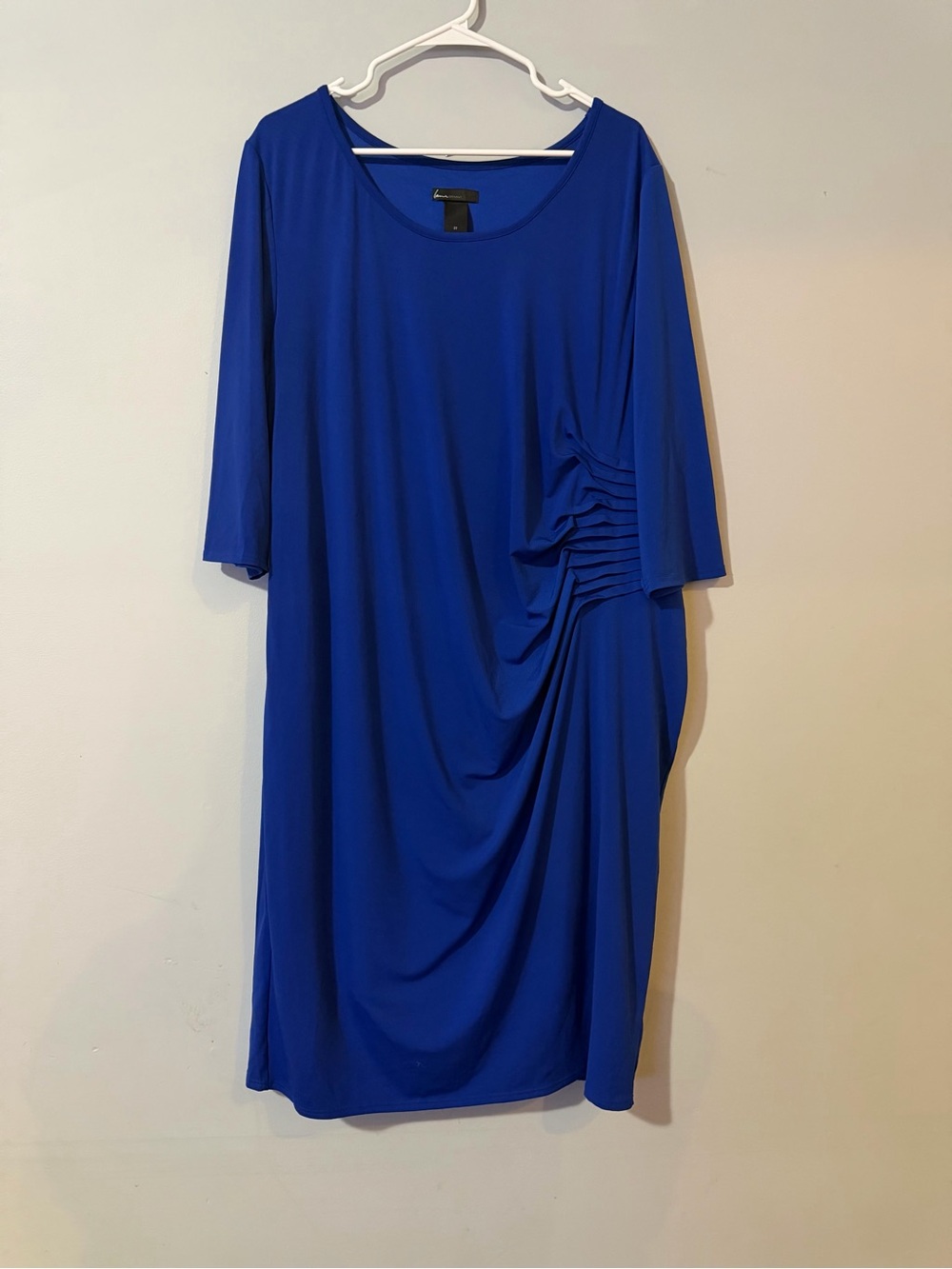 Lane Bryant Royal Blue Scoop Neck Midi Dress with Side Ruching